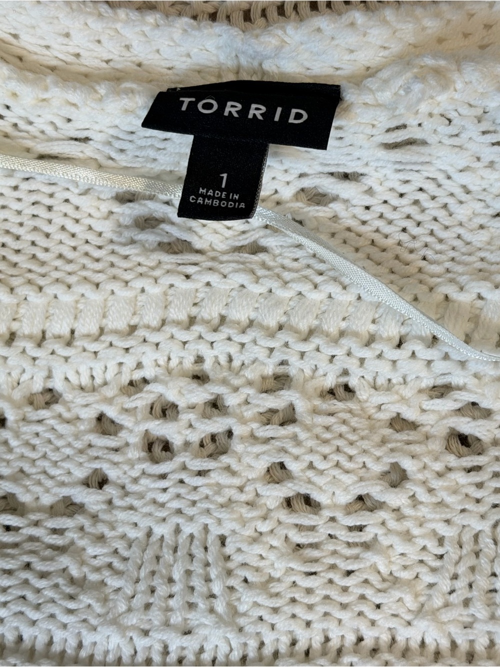 Torrid Open-Knit Ivory Women's Cardigan Sweater - Picture 2 of 2